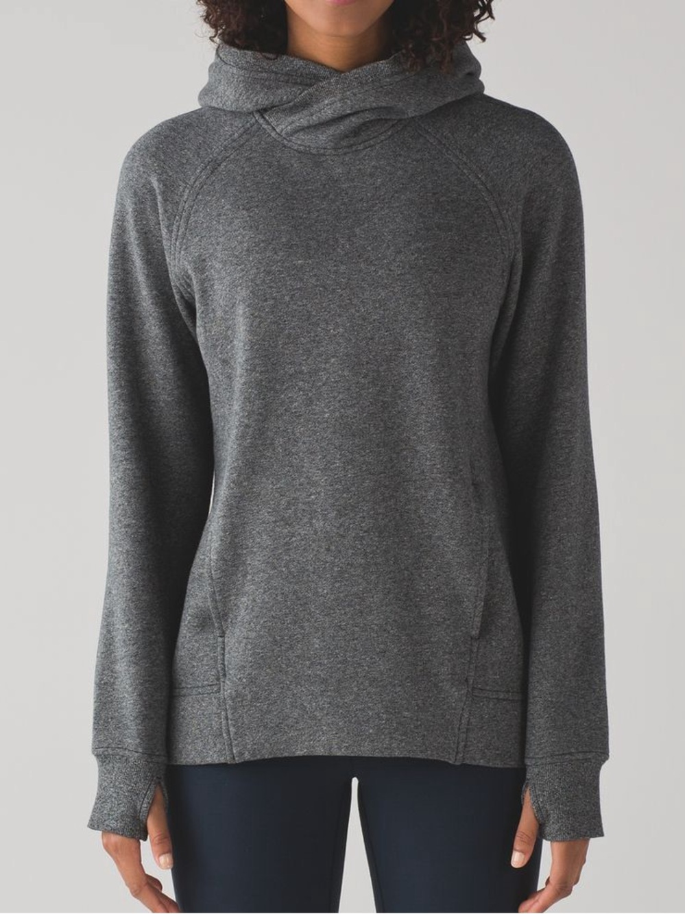 Lululemon Athletica Please Pullover Heathered Speckled Gray Funnel Neck Pullover